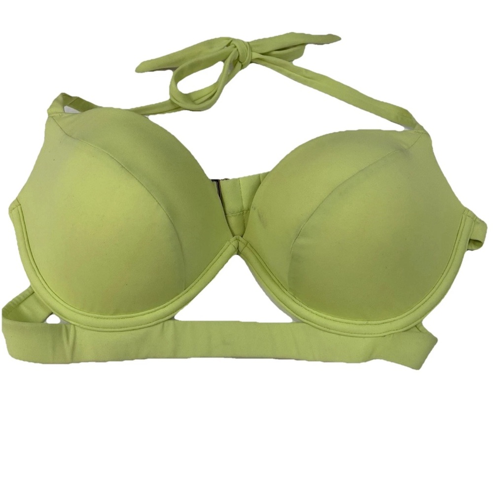 Victorias Secret 36C Hottie Halter Bikini Top Yellow Pushup Padded #3883